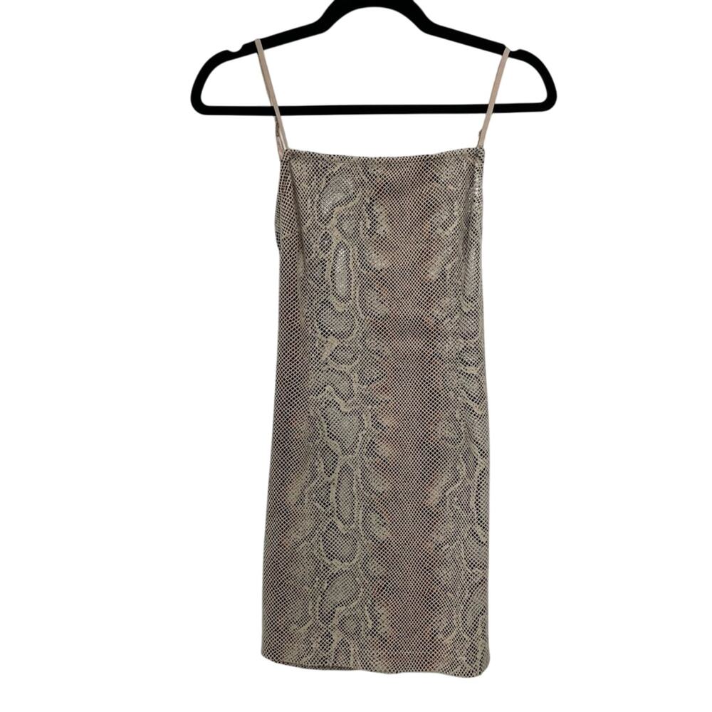 Urban Outfitters Tan Snake Print Mini Dress Open Back Baddie Womens S Sleeveless